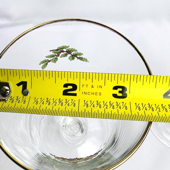 Spode Christmas Tree Vintage Pedestal Goblets Holiday Glasses Gold 16 oz 3 pcs. - Picture 7 of 9